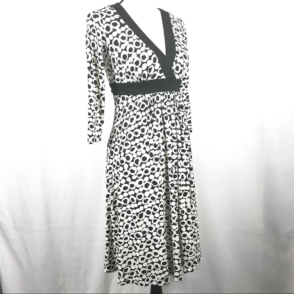 Maggy London Empire Waist Dress Sz 4 Black White - Picture 3 of 8
